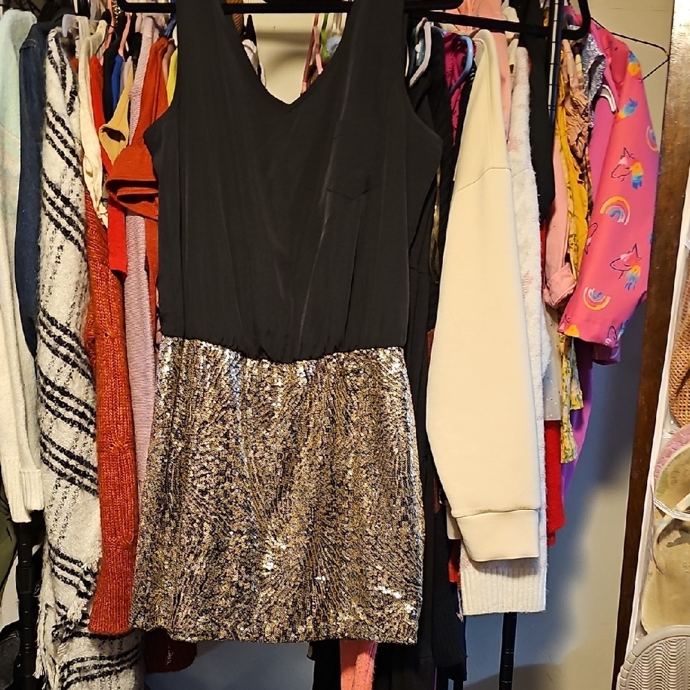 Mandee Black and Silver Sheath Mini Dress